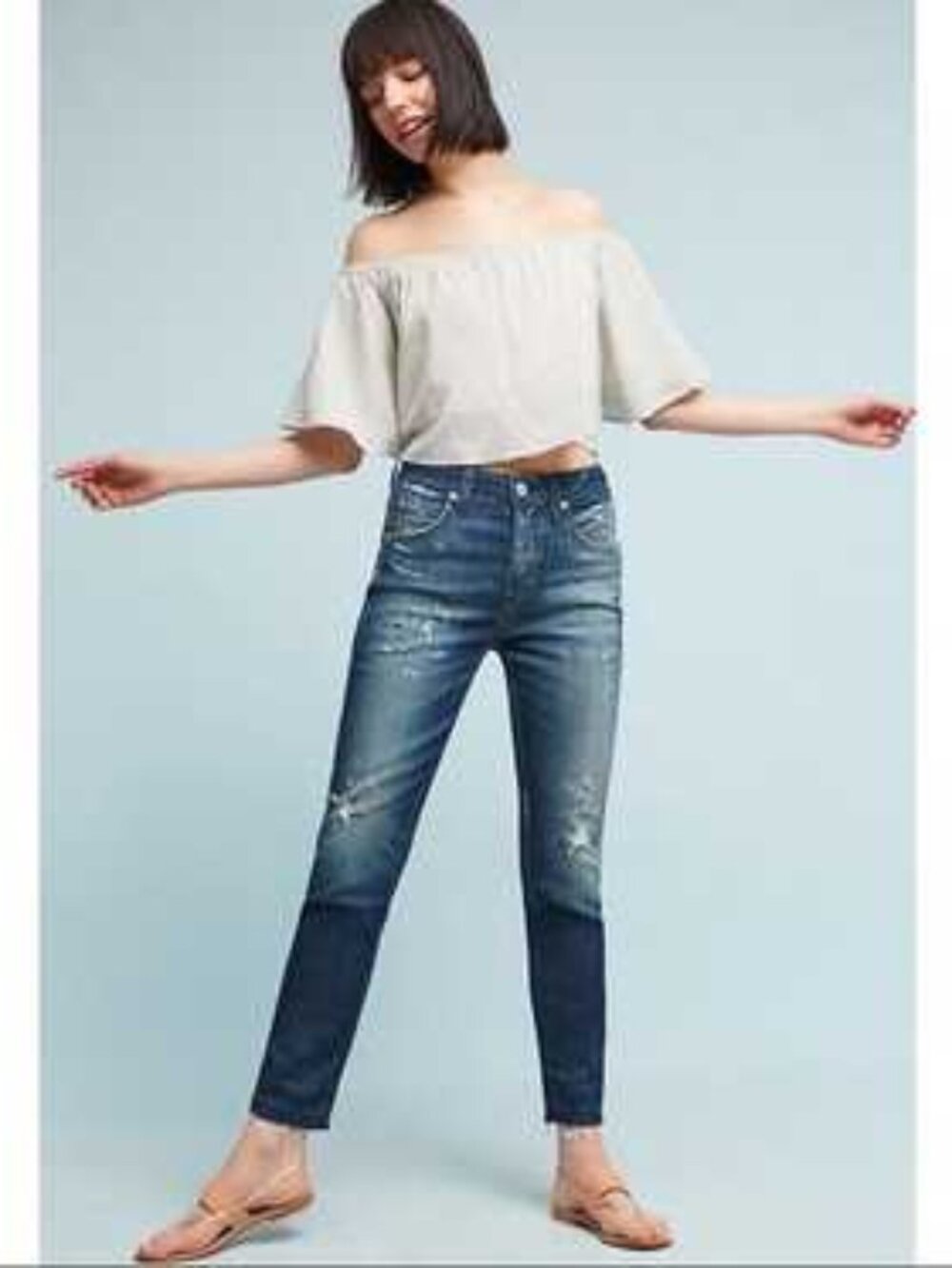 AMO Babe High-Rise Straight Cropped Jeans